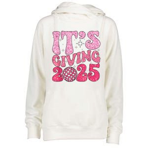 Happy New Year Its Giving 2025 Party Family Matching Womens Funnel Neck Pullover Hood