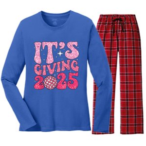 Happy New Year Its Giving 2025 Party Family Matching Women's Long Sleeve Flannel Pajama Set 