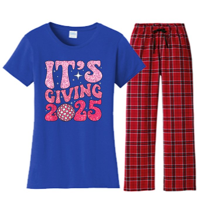 Happy New Year Its Giving 2025 Party Family Matching Women's Flannel Pajama Set