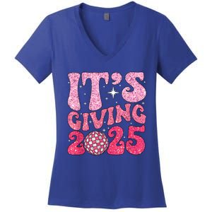 Happy New Year Its Giving 2025 Party Family Matching Women's V-Neck T-Shirt