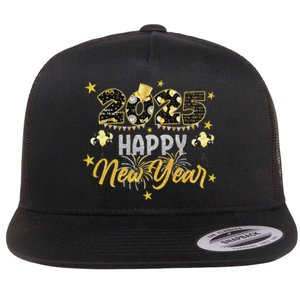 Happy New Year Party 2025 Family Matching Flat Bill Trucker Hat