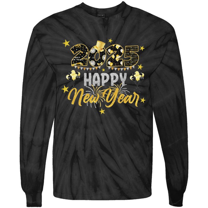 Happy New Year Party 2025 Family Matching Tie-Dye Long Sleeve Shirt