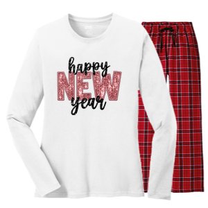 Happy New Year 2025 New YearS Eve Party Countdown Family Women's Long Sleeve Flannel Pajama Set 