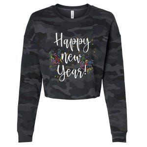 Happy New Year Day Eve Party Fireworks Confetti Costume Cropped Pullover Crew