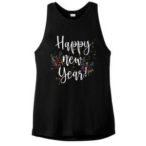 Happy New Year Day Eve Party Fireworks Confetti Costume Ladies PosiCharge Tri-Blend Wicking Tank