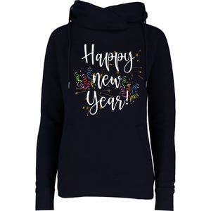 Happy New Year Day Eve Party Fireworks Confetti Costume Womens Funnel Neck Pullover Hood