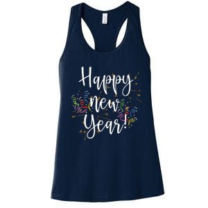 Happy New Year Day Eve Party Fireworks Confetti Costume Women's Racerback Tank