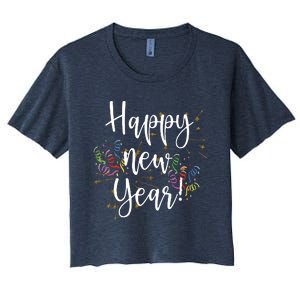 Happy New Year Day Eve Party Fireworks Confetti Costume Women's Crop Top Tee