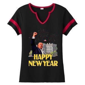 Happy New Year Party 2025 Trump 2024 Take America Back Ladies Halftime Notch Neck Tee