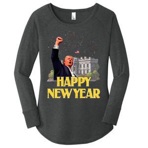 Happy New Year Party 2025 Trump 2024 Take America Back Women's Perfect Tri Tunic Long Sleeve Shirt