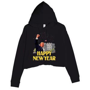 Happy New Year Party 2025 Trump 2024 Take America Back Crop Fleece Hoodie