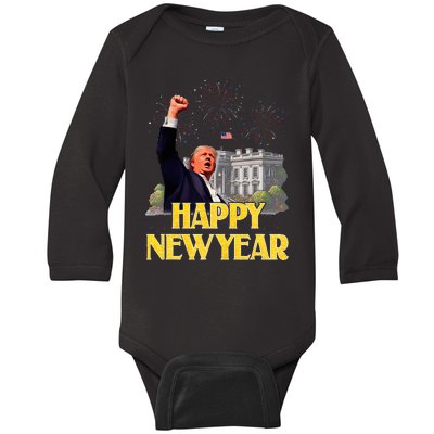 Happy New Year Party 2025 Trump 2024 Take America Back Baby Long Sleeve Bodysuit