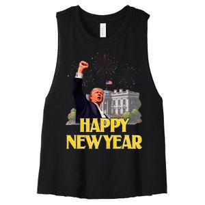 Happy New Year Party 2025 Trump 2024 Take America Back Women's Racerback Cropped Tank