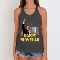 Happy New Year Party 2025 Trump 2024 Take America Back Women's Knotted Racerback Tank