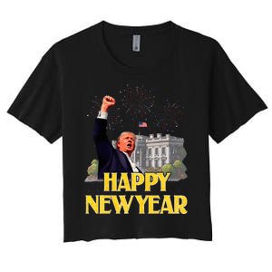 Happy New Year Party 2025 Trump 2024 Take America Back Women's Crop Top Tee