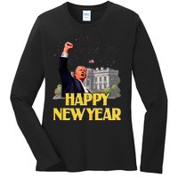 Happy New Year Party 2025 Trump 2024 Take America Back Ladies Long Sleeve Shirt