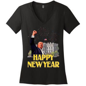 Happy New Year Party 2025 Trump 2024 Take America Back Women's V-Neck T-Shirt