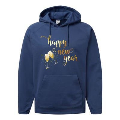 Happy New Year Best Wishes Fresh Start Tee Performance Fleece Hoodie