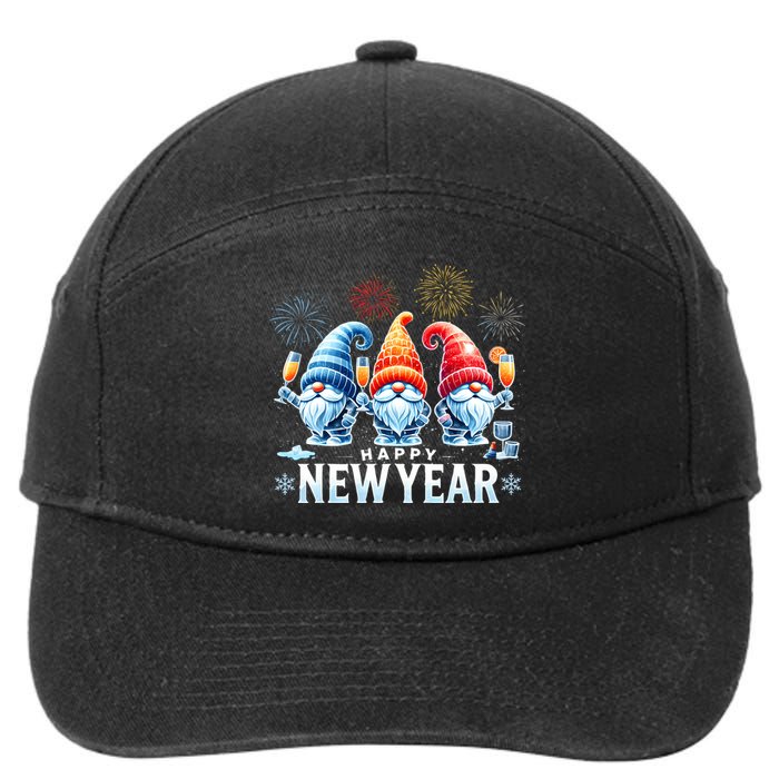 Happy New Year 2025 Gnomes Family Party New Years Eve 7-Panel Snapback Hat