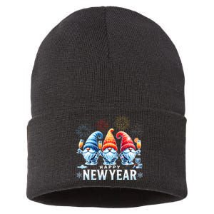 Happy New Year 2025 Gnomes Family Party New Years Eve Sustainable Knit Beanie