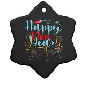 Happy New Year 2025 Celebration Ceramic Star Ornament