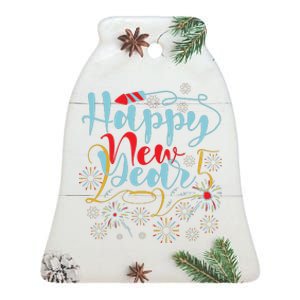 Happy New Year 2025 Celebration Ceramic Bell Ornament