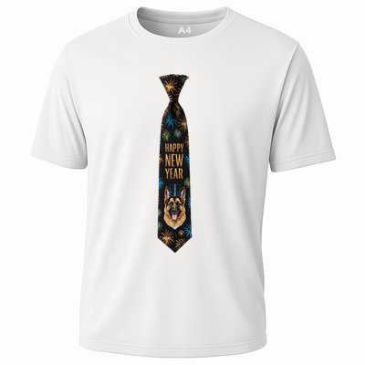 Happy New Year German Shepherd Puppy Tie Costume. Dog Lover Performance Shirt