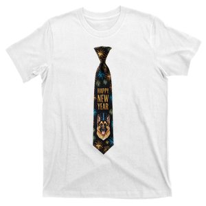 Happy New Year German Shepherd Puppy Tie Costume. Dog Lover T-Shirt