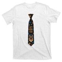 Happy New Year German Shepherd Puppy Tie Costume. Dog Lover T-Shirt