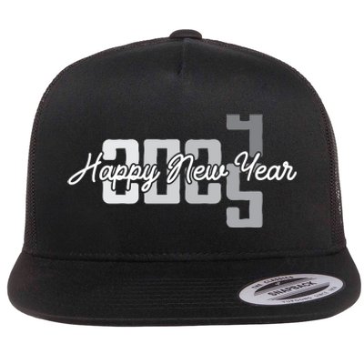 Happy New Year 2025 Celebration Graphic Flat Bill Trucker Hat