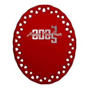 Happy New Year 2025 Celebration Graphic Ceramic Oval Ornament