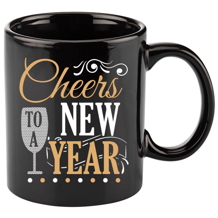 Happy New Year With Celebration New Years Eve 11oz C Handle Ceramic Mug