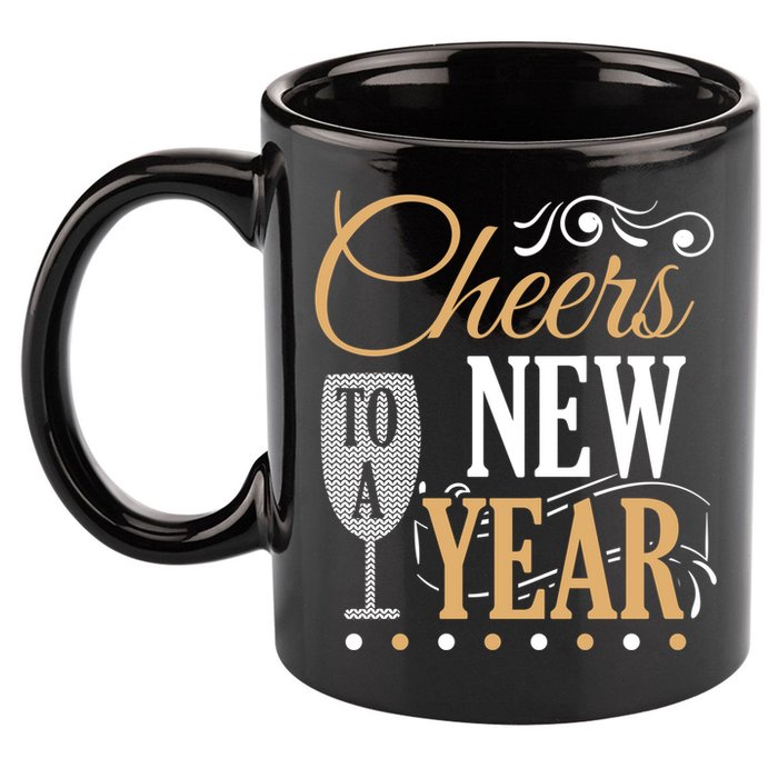 Happy New Year With Celebration New Years Eve 11oz C Handle Ceramic Mug