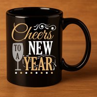 Happy New Year With Celebration New Years Eve 11oz C Handle Ceramic Mug
