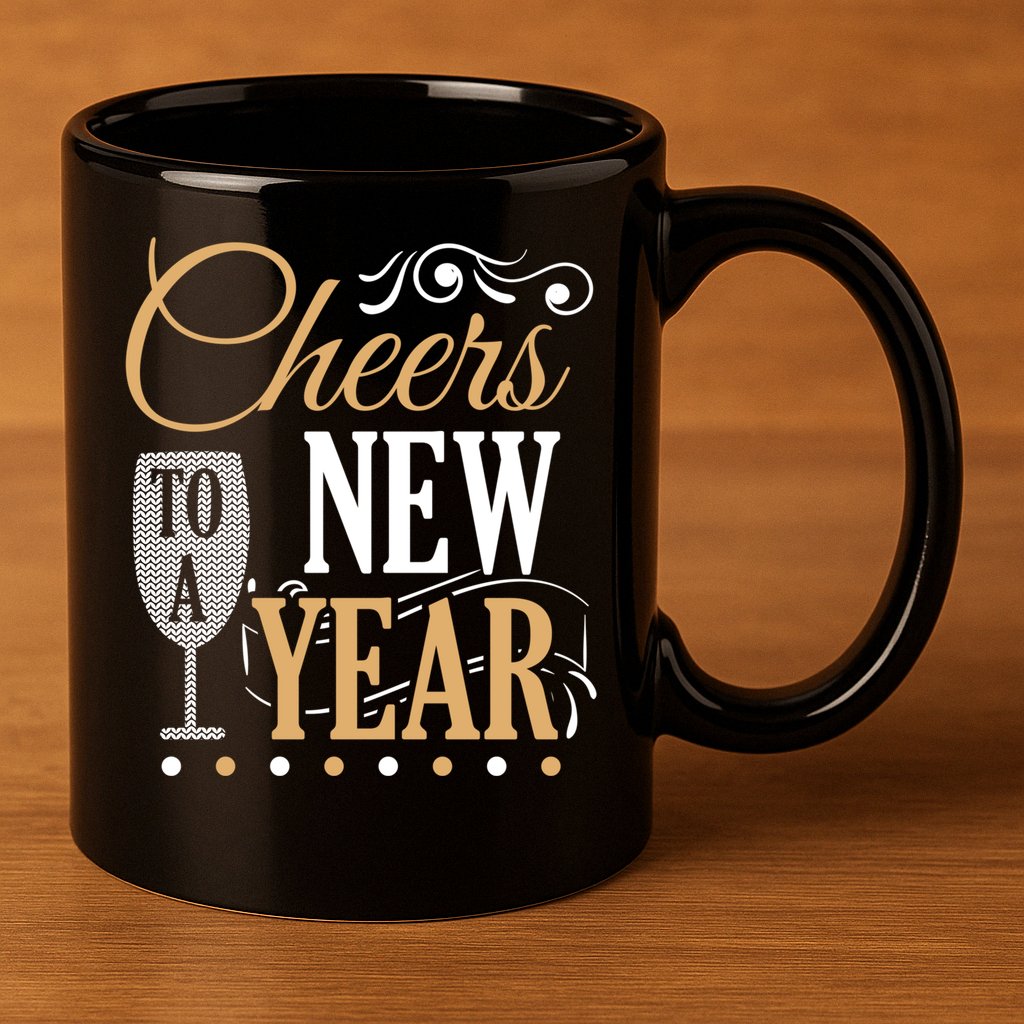 Happy New Year With Celebration New Years Eve 11oz C Handle Ceramic Mug