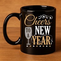 Happy New Year With Celebration New Years Eve 11oz C Handle Ceramic Mug