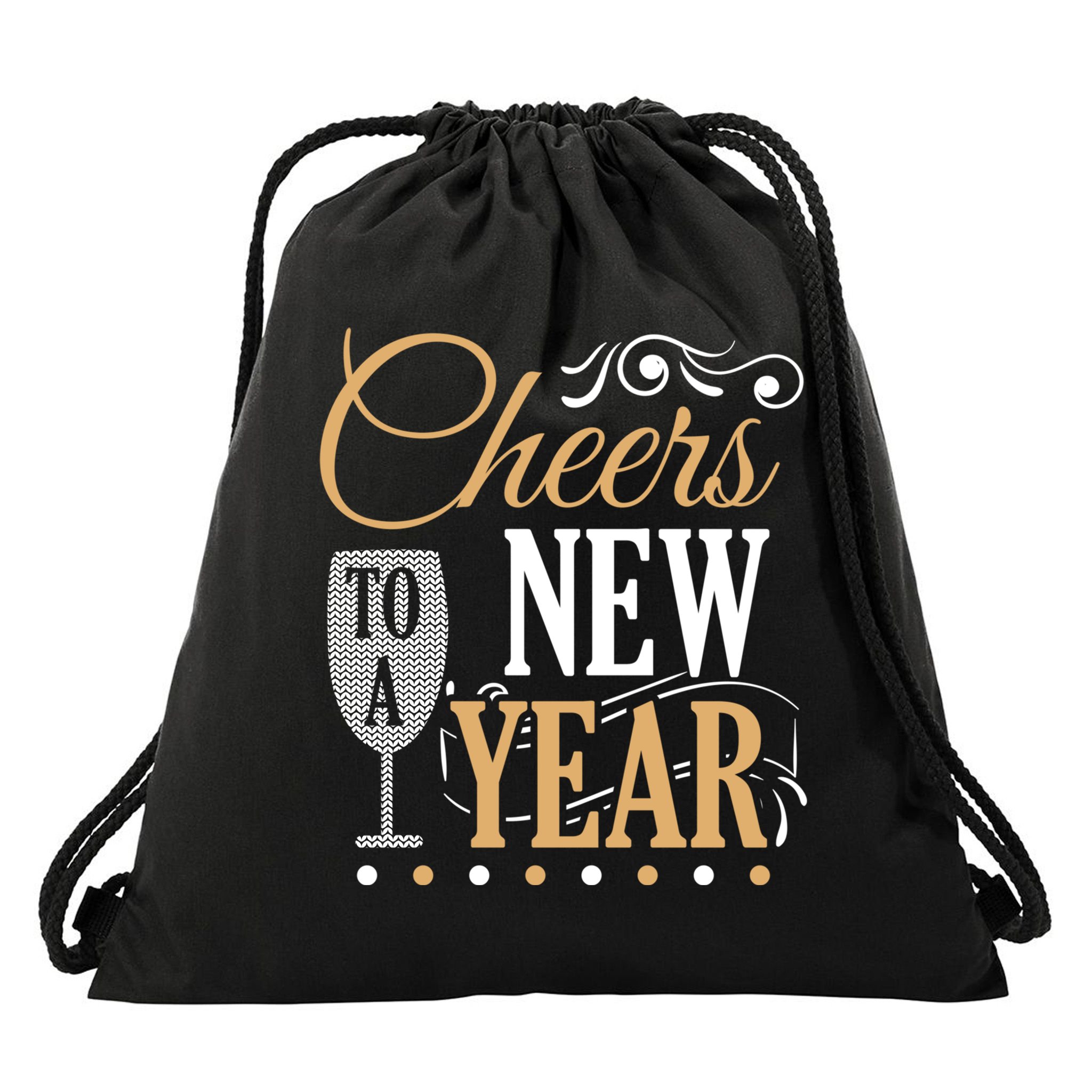 Happy New Year With Celebration New Years Eve Drawstring Bag