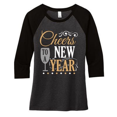 Happy New Year With Celebration New Years Eve Women's Tri-Blend 3/4-Sleeve Raglan Shirt