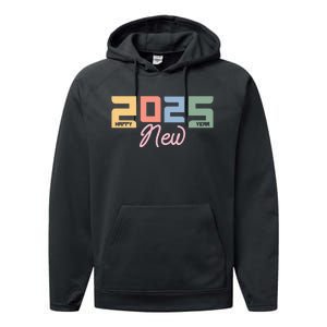 Happy New Year 2025 Celebration Graphic Performance Fleece Hoodie