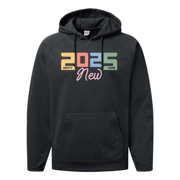 Happy New Year 2025 Celebration Graphic Performance Fleece Hoodie