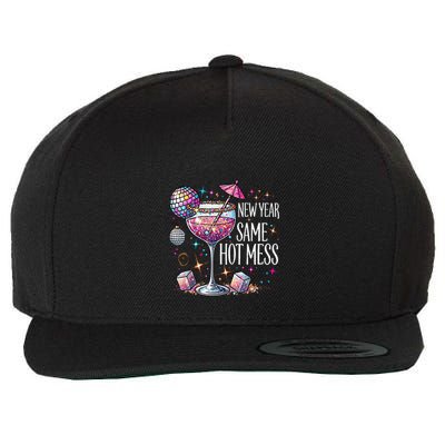 Happy New Year Same Hot Mess Cocktail 2025 Disco Ball Family Wool Snapback Cap