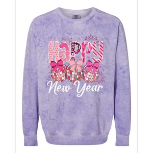 Happy New Year 2025 Party Retro Disco Ball Matching Family Colorblast Crewneck Sweatshirt