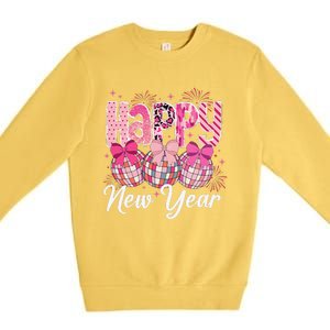 Happy New Year 2025 Party Retro Disco Ball Matching Family Premium Crewneck Sweatshirt