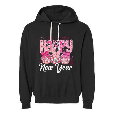 Happy New Year 2025 Party Retro Disco Ball Matching Family Garment-Dyed Fleece Hoodie