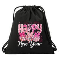 Happy New Year 2025 Party Retro Disco Ball Matching Family Drawstring Bag