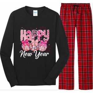 Happy New Year 2025 Party Retro Disco Ball Matching Family Long Sleeve Pajama Set