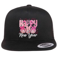 Happy New Year 2025 Party Retro Disco Ball Matching Family Flat Bill Trucker Hat