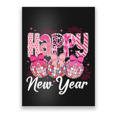 Happy New Year 2025 Party Retro Disco Ball Matching Family Poster