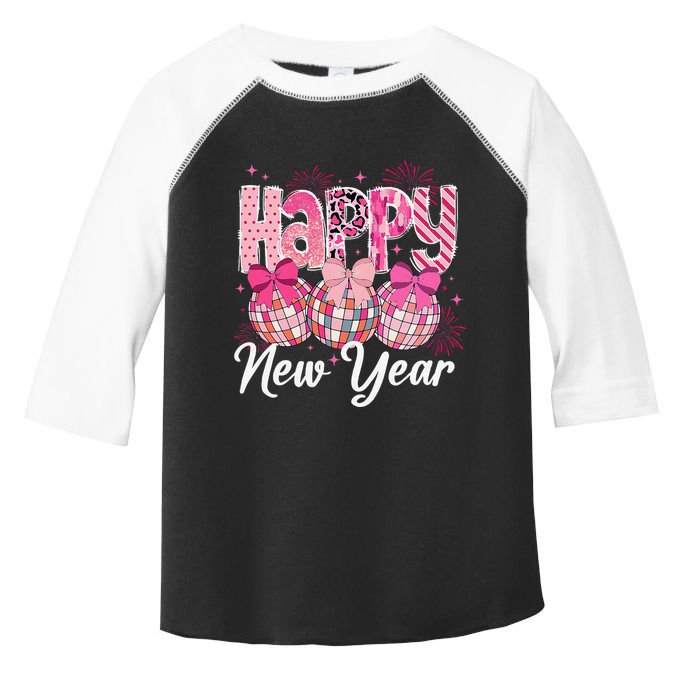 Happy New Year 2025 Party Retro Disco Ball Matching Family Toddler Fine Jersey T-Shirt