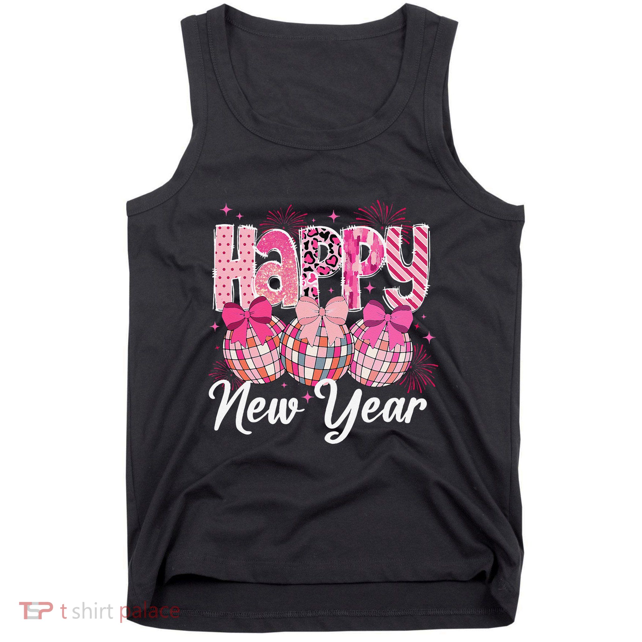 Happy New Year 2025 Party Retro Disco Ball Matching Family Tank Top